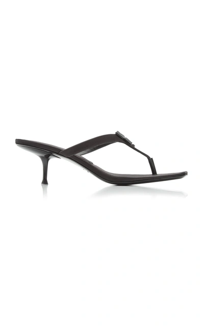 Shop Alexander Wang Bianca Embellished Satin Thong Sandals In Black