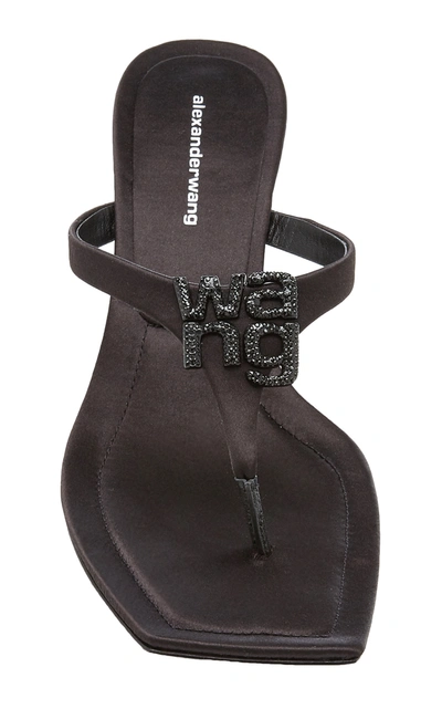 Shop Alexander Wang Bianca Embellished Satin Thong Sandals In Black