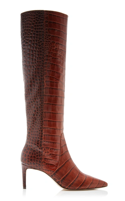 Shop Ulla Johnson Jett Snake-effect Leather Knee Boots In Brown