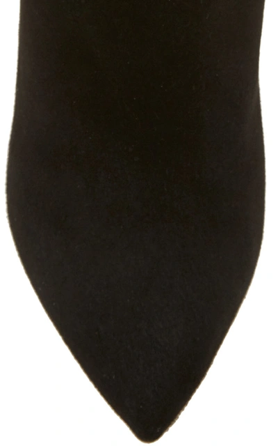 Shop Isabel Marant Layo Studded Leather-paneled Velvet Ankle Boots In Black,white