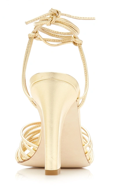 Shop Aeyde Daisy Leather Sandals In Gold