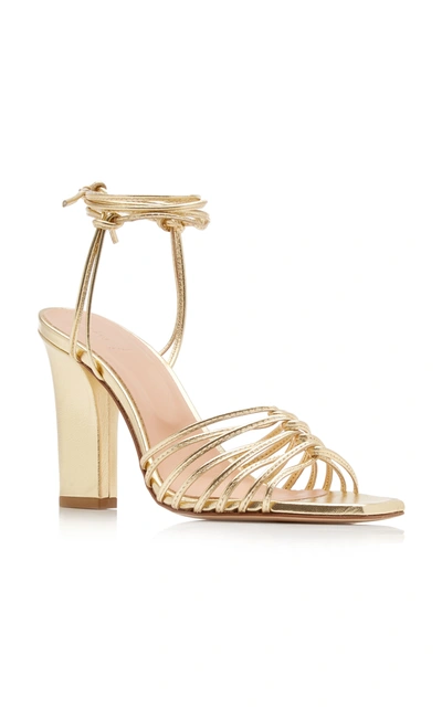 Shop Aeyde Daisy Leather Sandals In Gold