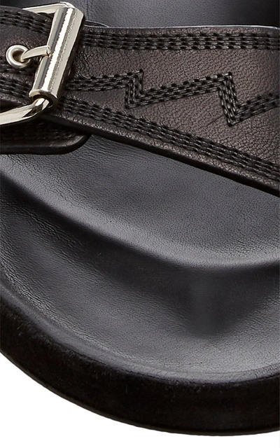 Shop Isabel Marant Lennyo Embroidered Leather Slides In Black