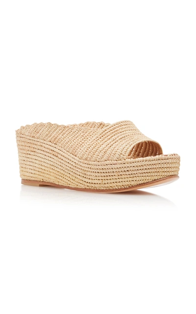 Shop Carrie Forbes Arte Raffia Platform Wedge Sandals In Neutral