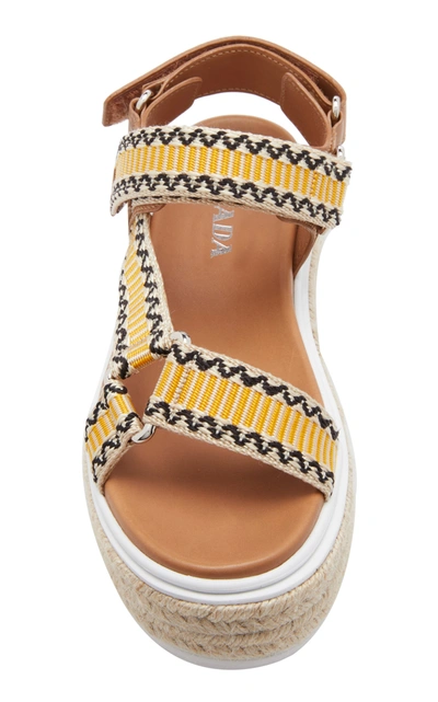 Shop Prada Printed Platform Sporty Sandals In Brown