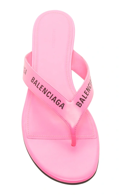 Shop Balenciaga Women's Logo Leather Thong Sandals In Pink