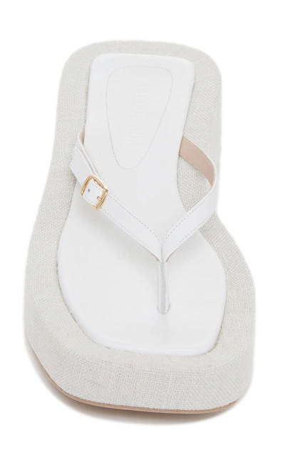 Jacquemus Neutral Les Tatanes Lin Flatform Leather Sandals In White,black