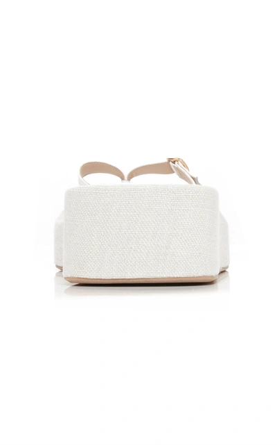 Jacquemus Neutral Les Tatanes Lin Flatform Leather Sandals In White,black