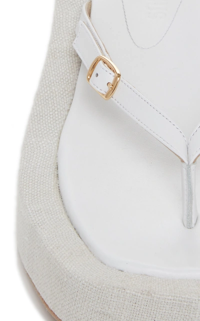 Jacquemus Neutral Les Tatanes Lin Flatform Leather Sandals In White,black