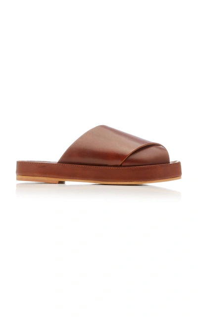 St. Agni Women s Tokyo Leather Platform Slides In Brown black