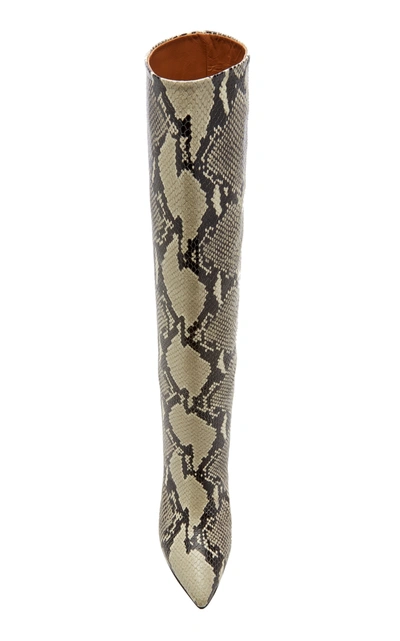 Shop Paris Texas Women's Snake-effect Leather Knee Boots In Red,black