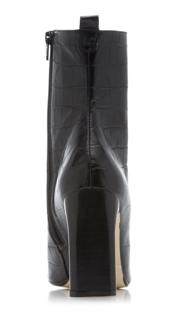 Shop Miista Marcelle Croc-embossed Leather Boots In Black