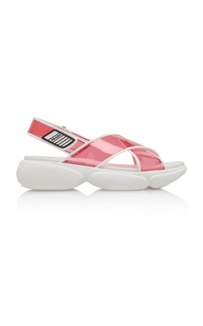 Shop Prada Pvc Strappy Sandals In Pink