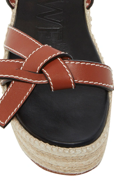 Shop Loewe Women's Gate Leather Espadrille Wedge Sandals In Brown