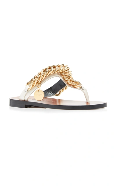 Shop Givenchy Embellished Leather Sandals In Neutral