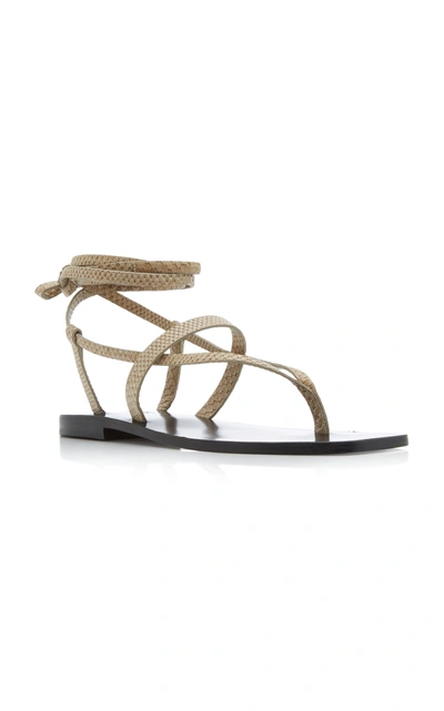 Shop A.emery Women's James Snake-effect Leather Sandals In Neutral