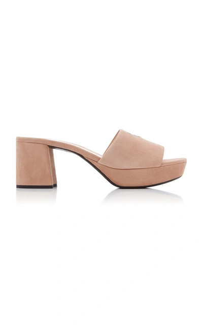 Shop Prada Women's Suede Platform Sandals In Neutral