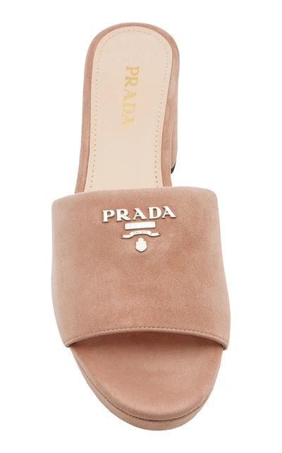 Shop Prada Women's Suede Platform Sandals In Neutral