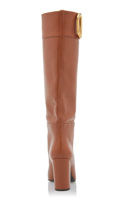 Shop Valentino Women's  Garavani Supervee Leather Knee-high Boots In Burgundy,black