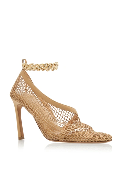 Shop Bottega Veneta Embellished Mesh And Leather Pumps In Neutral