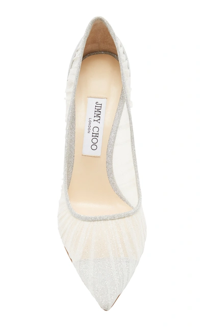 Shop Jimmy Choo Love 100 Metallic Mesh Pumps In White