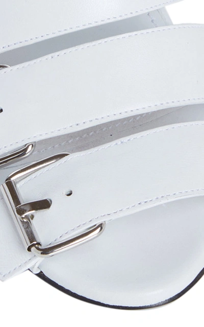 Shop Balenciaga Women's Buckle Leather Sandals In White