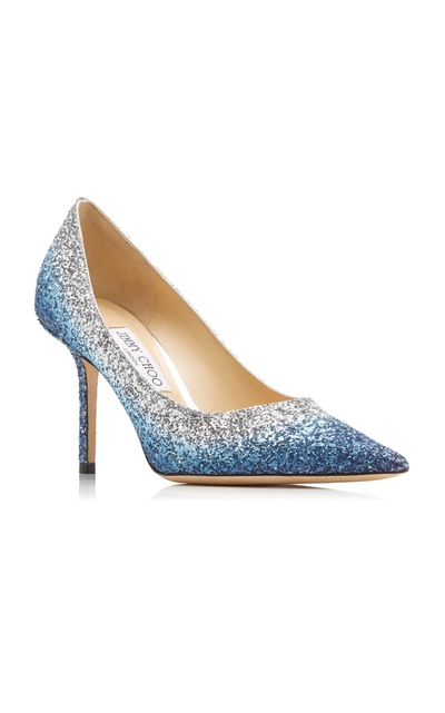 Shop Jimmy Choo Love Glittered Pumps In Blue