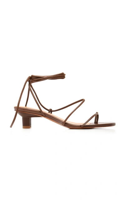 Shop Loq Roma Leather Lace-up Sandals In Brown