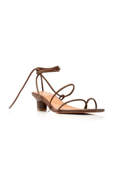 Shop Loq Roma Leather Lace-up Sandals In Brown