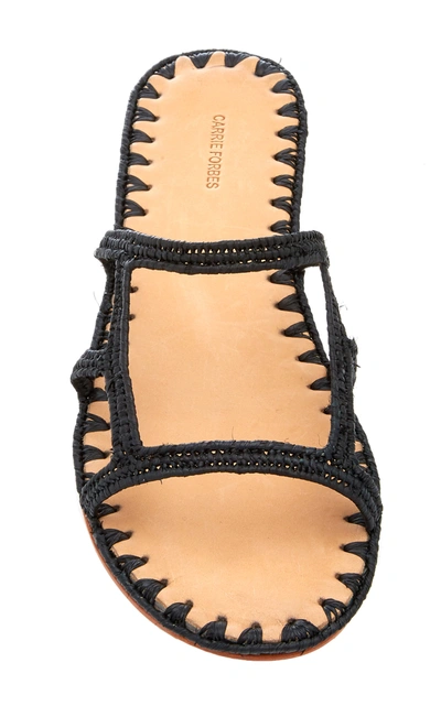Shop Carrie Forbes Zineb Raffia Slide-on Sandals In Black