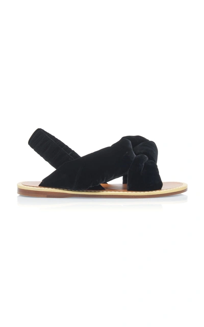 Shop Miu Miu Knotted Velvet Sandals In Black