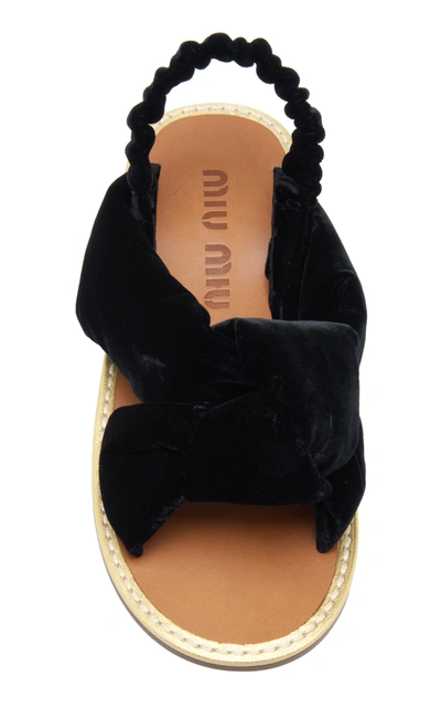 Shop Miu Miu Knotted Velvet Sandals In Black