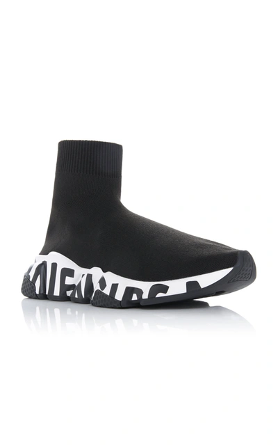 Shop Balenciaga Speed Graffiti Sneakers In Black,white