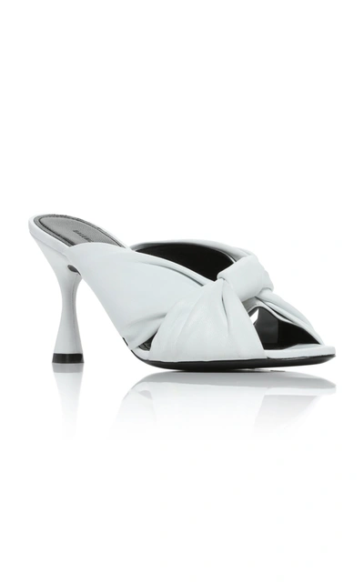 Shop Balenciaga Women's Drapy Leather Slide Sandals In White