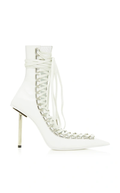 Balenciaga Women's Corset Stiletto Leather Booties In White | ModeSens