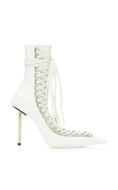 Shop Balenciaga Corset Leather Booties In White