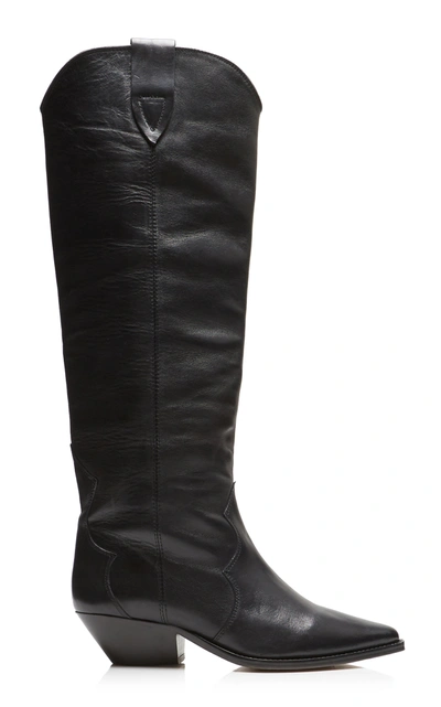 Isabel Marant Denvee Leather Knee-high Boot In Black