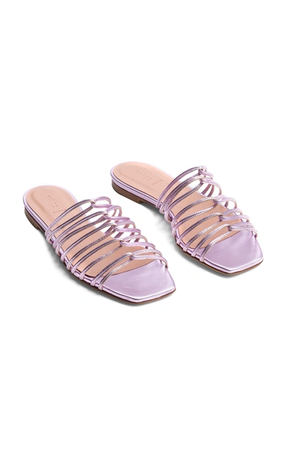 Shop Aeyde Natasha Metallic Leather Sandals In Purple