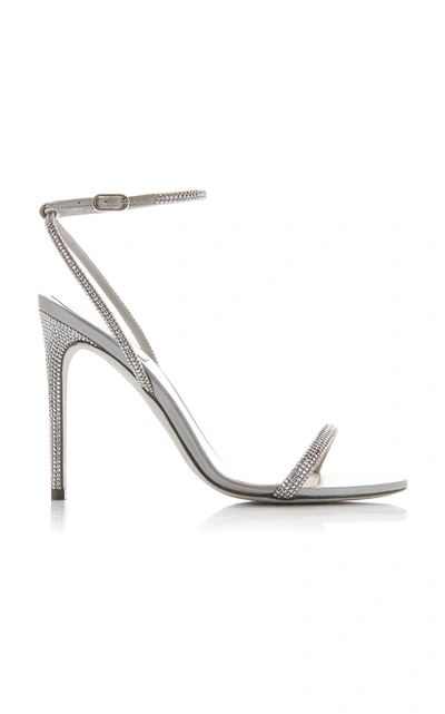 Shop René Caovilla Crystal-embellished Satin Sandals In Silver