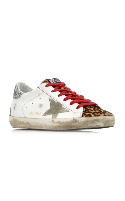 Shop Golden Goose Superstar Suede And Leopard Leather Sneakers In Multi