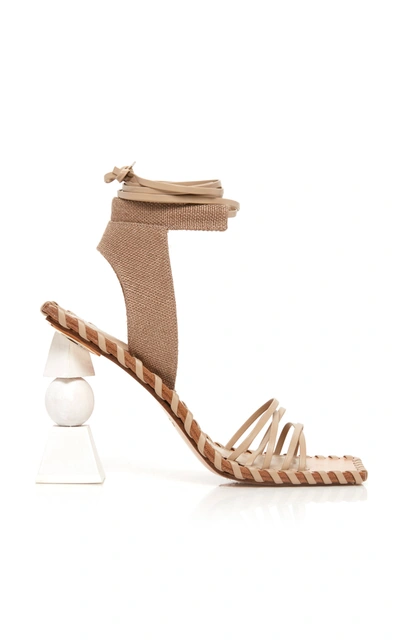 Shop Jacquemus Les Valerie Hautes Linen And Leather Sandals In Brown