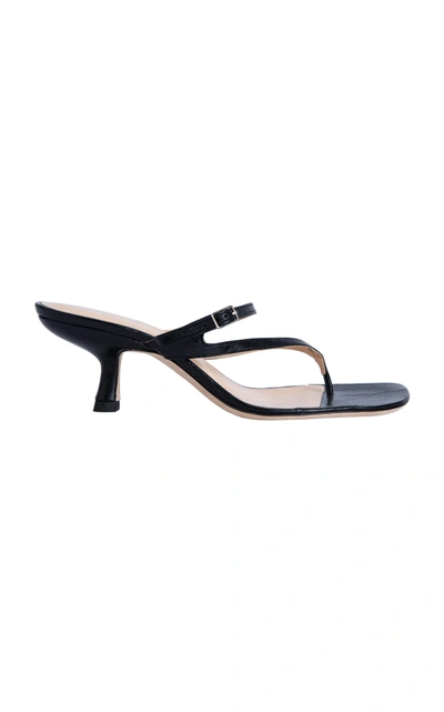 Shop By Far Desiree Textured-leather Sandals In Black