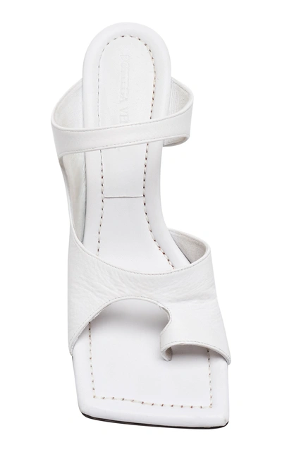 Shop Bottega Veneta Leather Square Sandals In White