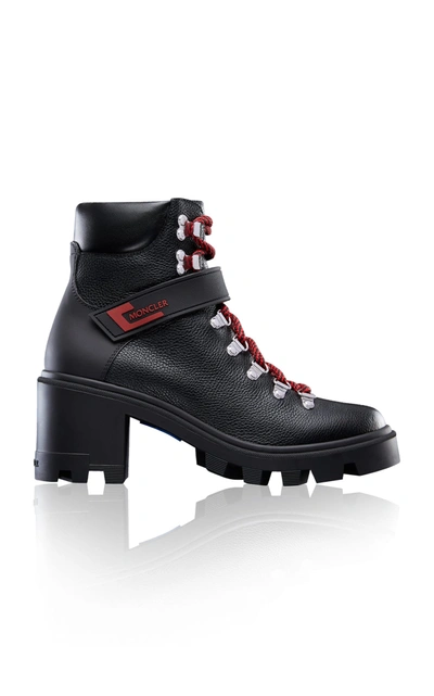 Shop Moncler Women's Carol Leather Ankle Boots In Black,red