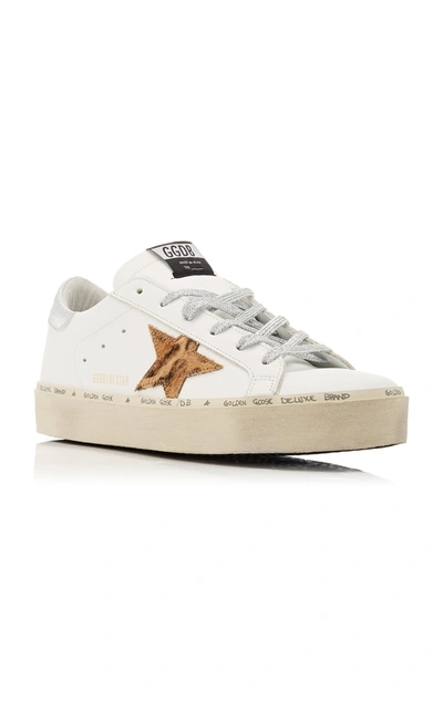 Shop Golden Goose Hi Star Platform Leopard Calf Hair And Leather Sneakers In White