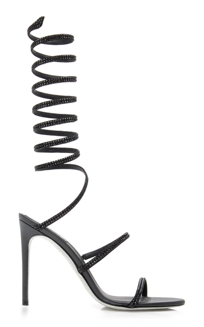Shop René Caovilla Satin Snake-coil Sandals In Black