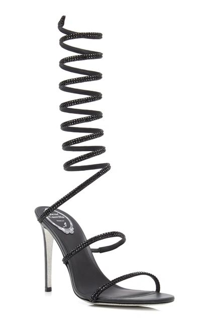 Shop René Caovilla Satin Snake-coil Sandals In Black