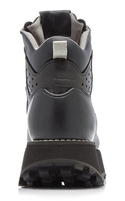 Shop Acne Studios Women's Bertrand Platform Leather Hiking Boots In Black,white