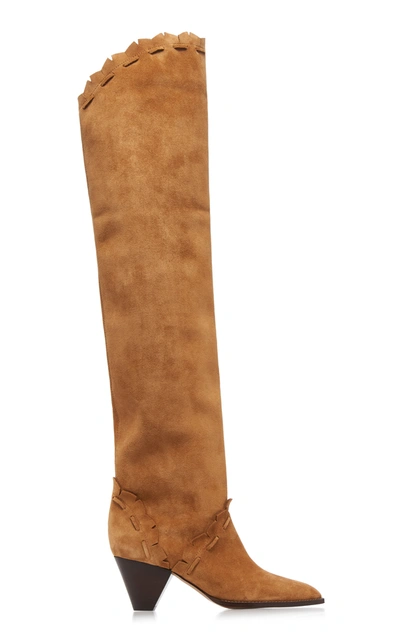 Shop Isabel Marant Luiz Suede Over-the-knee Boots In Neutral