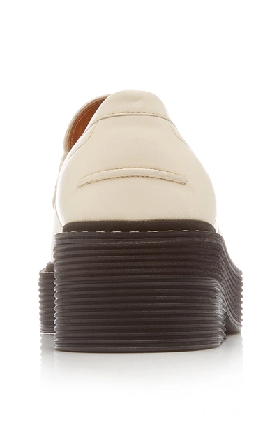 Shop Marni Chunky Leather Loafers In White